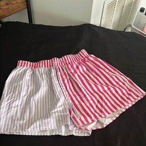 SHEIN Curve Pink and White Striped Shorts